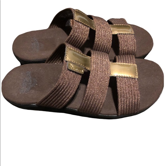 Dr. Martens Carmela Brown Gold Shimmer Women’s Slip on Sandal Sz 8 - Picture 7 of 8